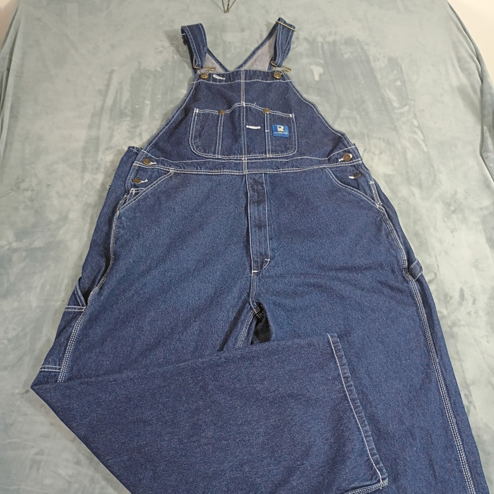Real Work Wear Mens Blue Denim Bib Overalls 44x29 RKBIB-29 Indigo Dungarees